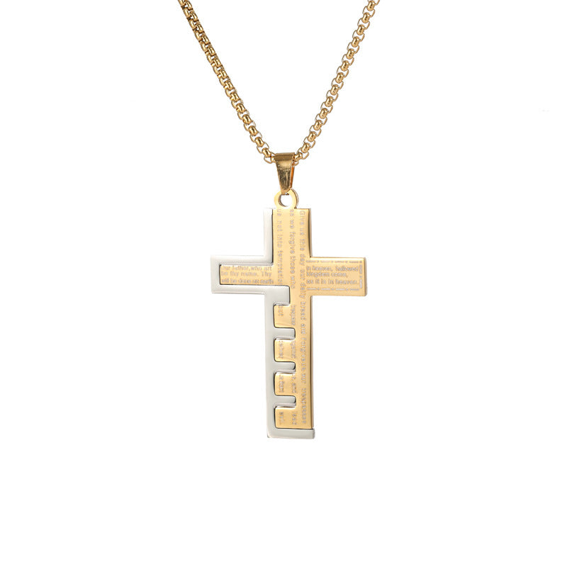 Wholesale Stainless Steel Cross Hip-hop Personality Fashion Snake Bone Chain Titanium Steel Necklaces